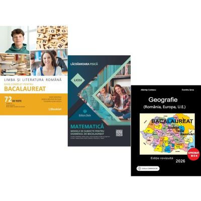 Pachet Bacalaureat 2026. Limba si literatura romana. Ghid complet cu 72 teste, Matematica. Modele de subiecte pentru Filiera tehnologica, Servicii si Geografie Sinteze Teste Rezolvari - Mimi Gramnea, Lacramioara Pisica, Albinita Costescu