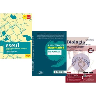Pachet Bacalaureat 2026. Eseul. Pregatire individuala pentru proba scrisa, Matematica filiera tehnologica: servicii, resurse si tehnic si Biologia pe intelesul tuturor Clasele 11-12 - Liliana Paicu, Marius Burtea, Maria Ioana Cazan