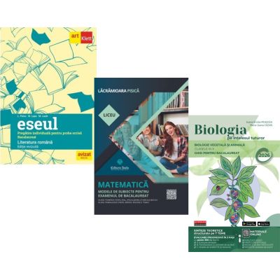 Pachet Bacalaureat 2026. Eseul. Pregatire individuala pentru proba scrisa, i Matematica. Filiera tehnologica, Servicii si Biologia pe intelesul tuturor Clasele 9-10 - Liliana Paicu, Lacramioara Pisica, Maria Ioana Cazan