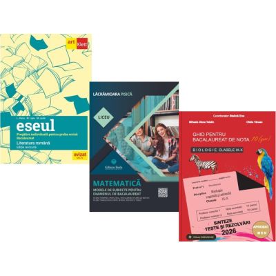 Pachet Bacalaureat 2026. Eseul. Pregatire individuala pentru proba scrisa, Matematica Filiera tehnologica, Servicii si Biologie clasele 9-10 - Liliana Paicu, Lacramioara Pisica, Stelica Ene