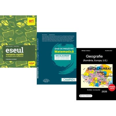Pachet Bacalaureat 2026. Eseul. Varianta rapida de pregatire, Matematica. Filiera tehnologica: servicii, resurse si tehnic si Geografie Sinteze Teste Rezolvari - Liliana Paicu, Marius Burtea, Albinita Costescu