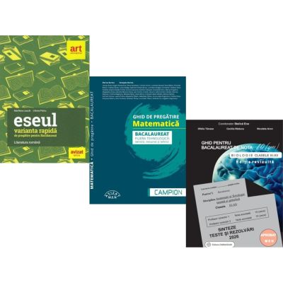 Pachet Bacalaureat 2026. Eseul. Varianta rapida de pregatire, Matematica filiera tehnologica: servicii, resurse si tehnic si Biologie clasele 11-12 - Liliana Paicu, Marius Burtea, Stelica Ene