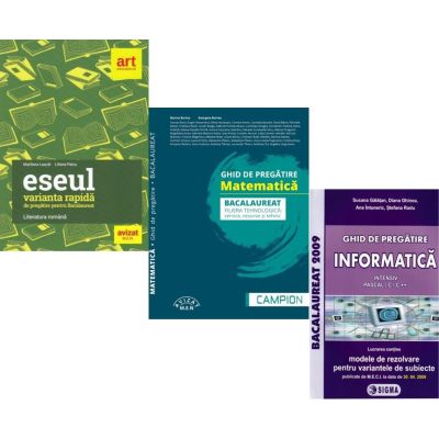 Pachet Bacalaureat 2026. Eseul. Varianta rapida de pregatire, Matematica filiera tehnologica: servicii, resurse si tehnic si Informatica clasele 11-12, intensiv Pascal C/C++ - Liliana Paicu, Marius Burtea, Susana Galatean