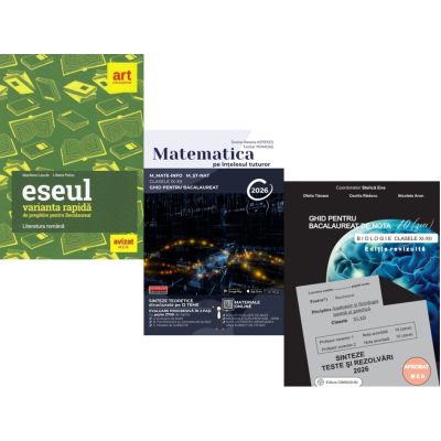Pachet Bacalaureat 2026. Eseul. Varianta rapida de pregatire, Matematica pe intelesul tuturor M-mate-info, M-stiintele naturii si Biologie clasele 11-12 - Liliana Paicu, Teohar Mihadas, Stelica Ene