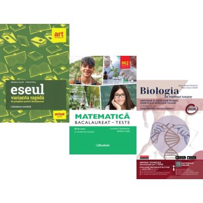 Pachet Bacalaureat 2026. Eseul. Varianta rapida de pregatire, Matematica M2 Profil Stiinte ale naturii. Teste si Biologie pe intelesul tuturor Clasele 11-12 - Liliana Paicu, Claudia Temneanu, Maria Ioana Cazan