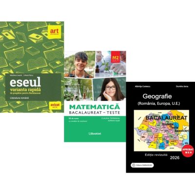 Pachet Bacalaureat 2026. Eseul. Varianta rapida de pregatire, Matematica M2 Profil Stiinte ale naturii. Teste si Geografie Sinteze Teste Rezolvari - Liliana Paicu, Claudia Temneanu, Albinita Costescu