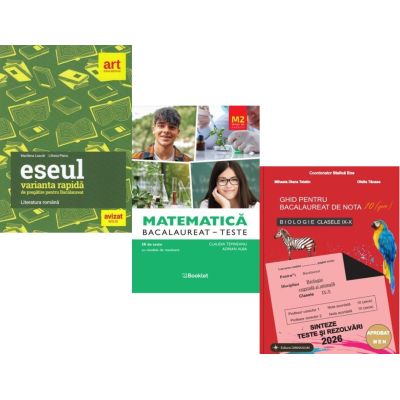 Pachet Bacalaureat 2026. Eseul. Varianta rapida de pregatire, Matematica M2 Profil Stiinte ale naturii si Biologie clasele 9-10 - Liliana Paicu, Claudia Temneanu, Stelica Ene