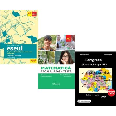 Pachet Bacalaureat 2026. Eseul. Pregatire individuala pentru proba scrisa si Matematica M2 Profil Stiinte ale naturii. Teste si Geografie Sinteze Teste Rezolvari - Liliana Paicu, Claudia Temneanu, Albinita Costescu