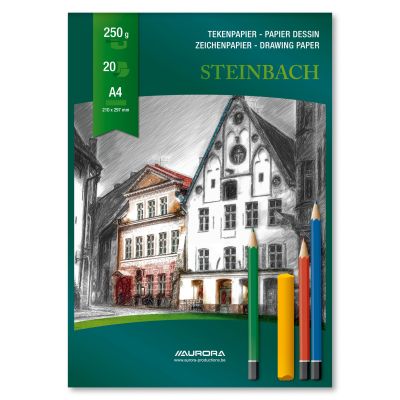 Bloc desen A4, 20 file - 250gsm, AURORA Steinbach - carton alb