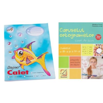 Pachet Caiet Pestisor dictando A5, 48 file, Casa Tipografica si Caruselul ortogramelor pentru clasele a 3-a si a 4-a - Madalina Florea