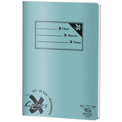 Caiet scolar A5 Pigna Basic, 40 file, matematica, colturi rotunjite