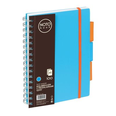 Caiet cu spira A5 Grand, 100 file, matematica, colturi rotunjite, coperta plastic, albastra, 150-1409