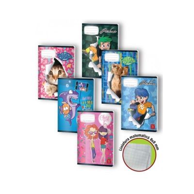 Caiet special A5 Pigna, 24 file, geometrie, colturi rotunjite, 80g/mp, liniatura 8x8 mm