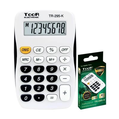 Calculator de birou Toor TR-295-K 120-1769, 8 digiti, alimentare baterie, alb/negru