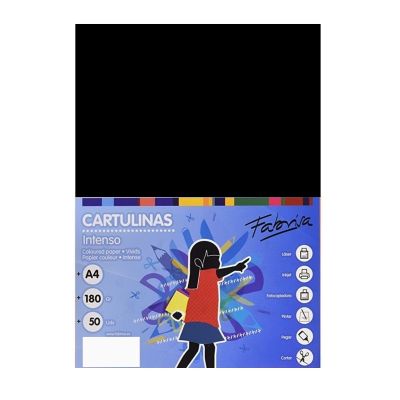 Carton colorat A4 Fabrisa 15476, 180g/mp, negru intens, top 50 coli