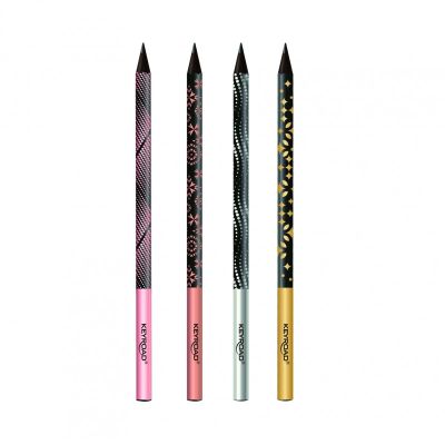 Creion grafit Keyroad KR973120, HB, corp rotund negru imprimat cu desen holgrafic, fara guma de sters, diverse modele