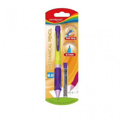 Creion mecanic Keyroad KR971506, 0. 7mm, grip ergonomic, corp plastic diverse culori, blister (+1 set mine)