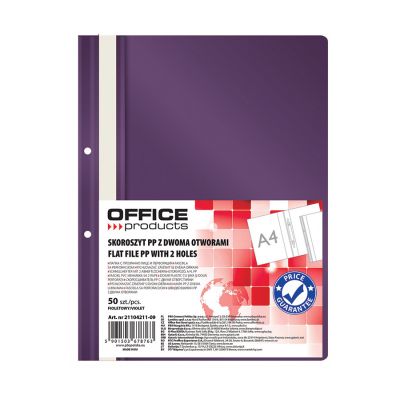 Dosar cu sina si 2 perforatii Office Products, A4, plastic, lila, 50 bucati/set