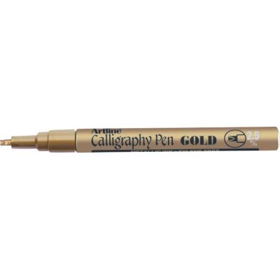 Marker ARTLINE Calligraphy, corp metalic, varf tesit din fetru 2.5mm - auriu