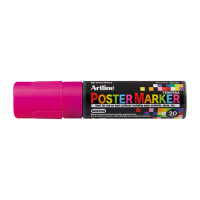 Marker pentru poster ARTLINE, corp plastic, varf tesit 20mm - roz fluorescent