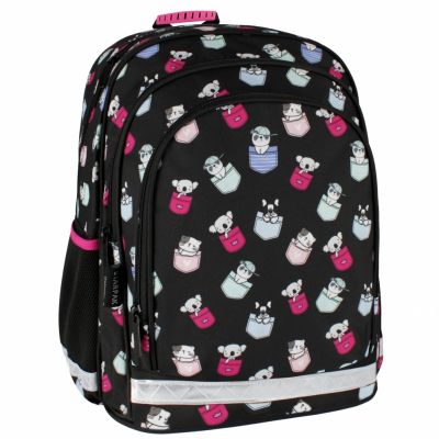 Ghiozdan Starpak Minisy, 39. 5cm, 3 compartimente, 2 buzunare laterale, negru, 509031