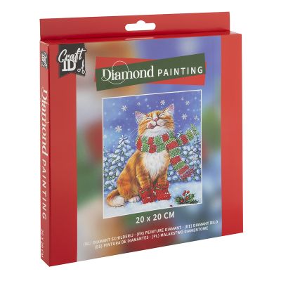 Pictura diamant, model Pisica de Craciun, 20x20 cm