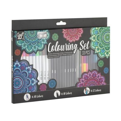 Set creativ Creative Craft, 10 markere, 10 finelinere, 12 creioane colorate