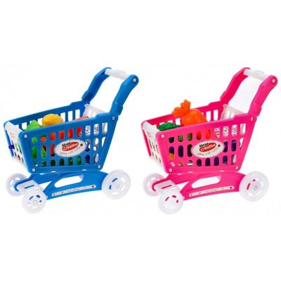 Set supermarket - carucior de cumparaturi - 8 accesorii incluse, albastru/roz, MegaCreative 459473, 3+ ani