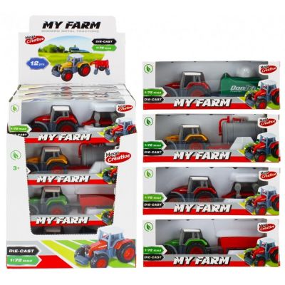 Tractor agricol cu remorca MegaCreative 382383, 17cm, diverse modele, plastic, 3+ ani
