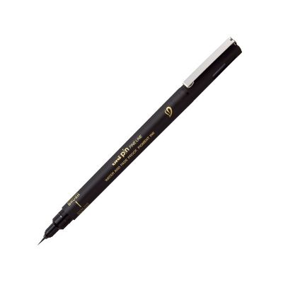 Liner UNI PINBR-500F, pe baza de apa, varf pensula, extra fin, negru