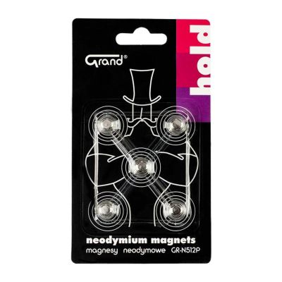 Magneti neodim cu buton Grand GR-N512P, 12mm, set 5 buc
