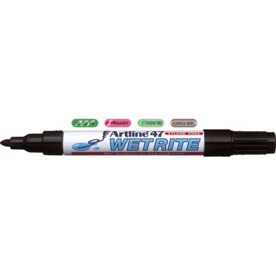 Marker ARTLINE 47, pentru suprafete umede, corp metalic, varf rotund 1.5mm - negru