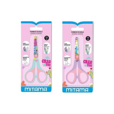 Foarfeca scolara Mitama, grip, varfuri rotunjite, 13 cm