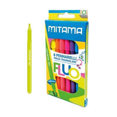 Set carioci Mitama, 8 culori Fluo