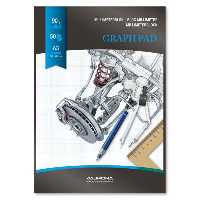 Hartie milimetrica A3, 50 file - 90gsm, AURORA Raphael - fond albastru