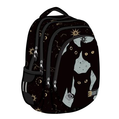 Ghiozdan scolar Majewski ST Right, BP06, Night Cats, 4 compartimente, 42 x 31 x 22 cm