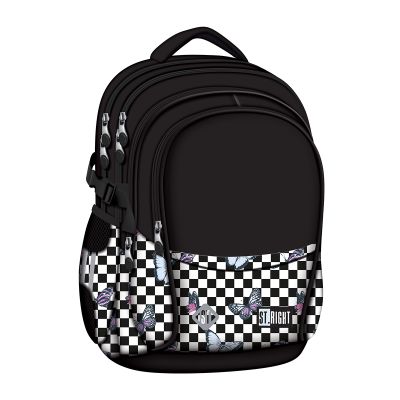 Ghiozdan scolar Majewski ST Right, BP01, Chessboard Butterflies, 4 compartimente, 43 x 32 x 21 cm