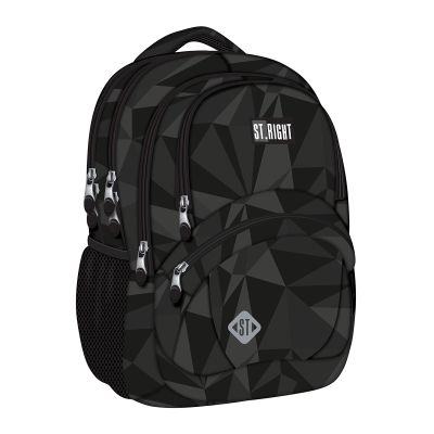 Ghiozdan scolar Majewski ST Right, BP05, Geometric Grey, 4 compartimente, 42 x 30 x 19 cm