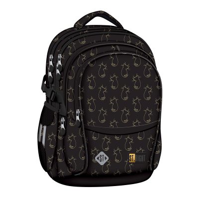 Ghiozdan scolar Majewski ST Right, BP01, Golden Cats, 4 compartimente, 43 x 32 x 21 cm