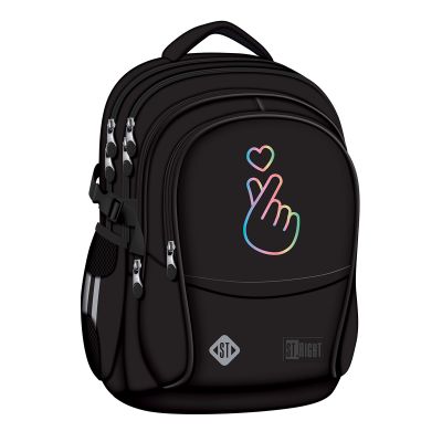 Ghiozdan scolar Majewski ST Right, BP01, Pastel K-Pop, 4 compartimente, 43 x 32 x 21 cm