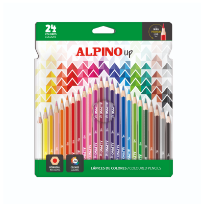 Creioane colorate, cutie carton, 24 culori/set, ALPINO Up