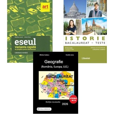 Pachet Bacalaureat Limba si literatura romana Eseul, Geografie si Istorie 65 de teste - Liliana Paicu, Adrian Ilie Aichimoaie, Albinita Costescu