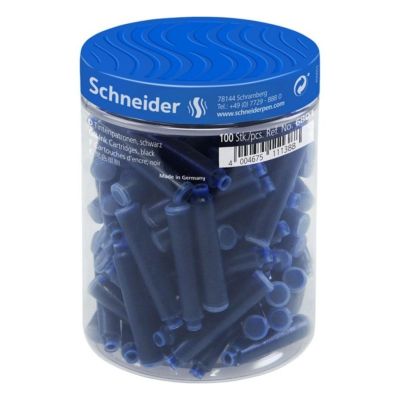 Patroane cerneala scurte (rezerve) Schneider 6803 2847, cerneala albastra, borcan 100 buc
