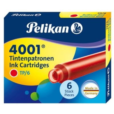 Patroane cerneala scurte (rezerve) Pelikan 4001 301192, cerneala rosie, set 6 buc