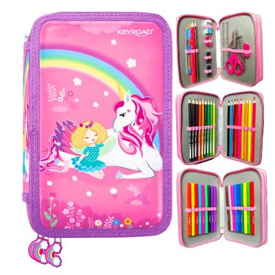 Penar echipat Keyroad, 3 fermoare, 52 piese, albastru, KR971818