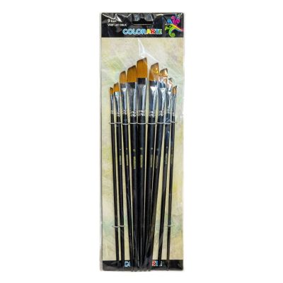 Pensula Colorarte DB19002, varf lat oblic, set 9 bucati