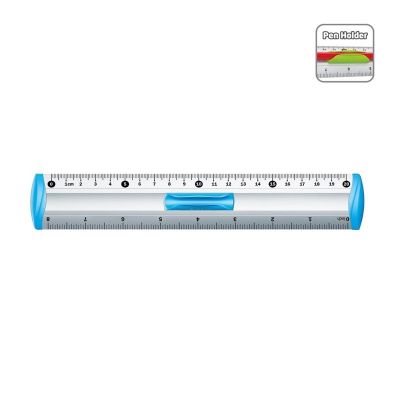 Rigla Keyroad KR971537, 20cm, aluminiu, diverse culori, cu suport creion