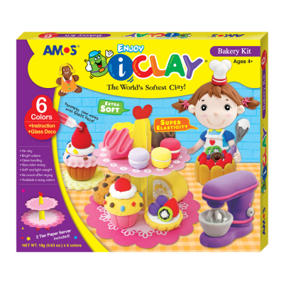 Plastilina Amos iClay IC18P6BK, cu accesorii Bakery