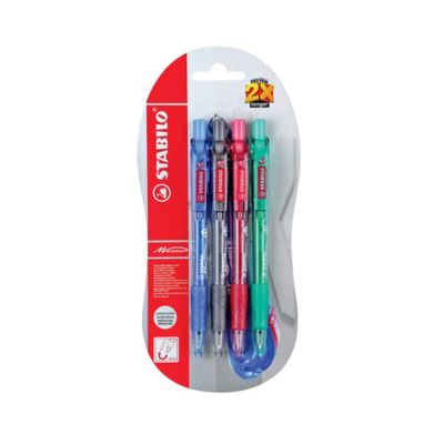 Pix cu mecanism Stabilo Marathon 318, varf 0.45 mm, 4 culori/set