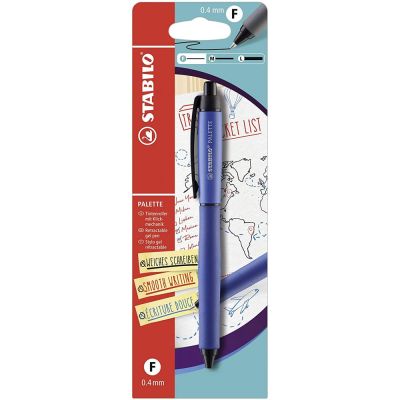 Pix cu gel Stabilo Palette, cu mecanism, varf 0. 4 mm, albastru, blister